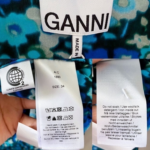 GANNI Azure Blue Wrap Dress 34 - Picture 9 of 15